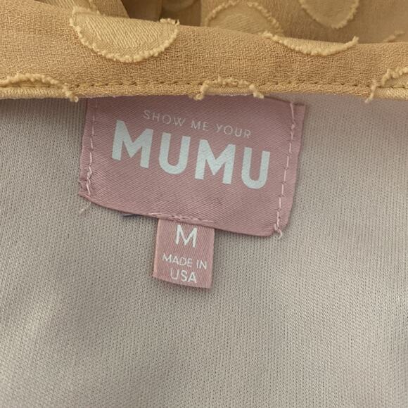 SHOW ME YOUR MUMU Go Out Cut Out Maxi Dress Gold Dot Long Sleeves Boho Medium - Picture 11 of 14